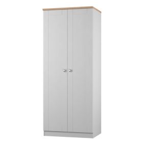 Sussex Ready assembled Traditional Grey & oak Tall Double Wardrobe (H)1970mm (W)770mm (D)530mm