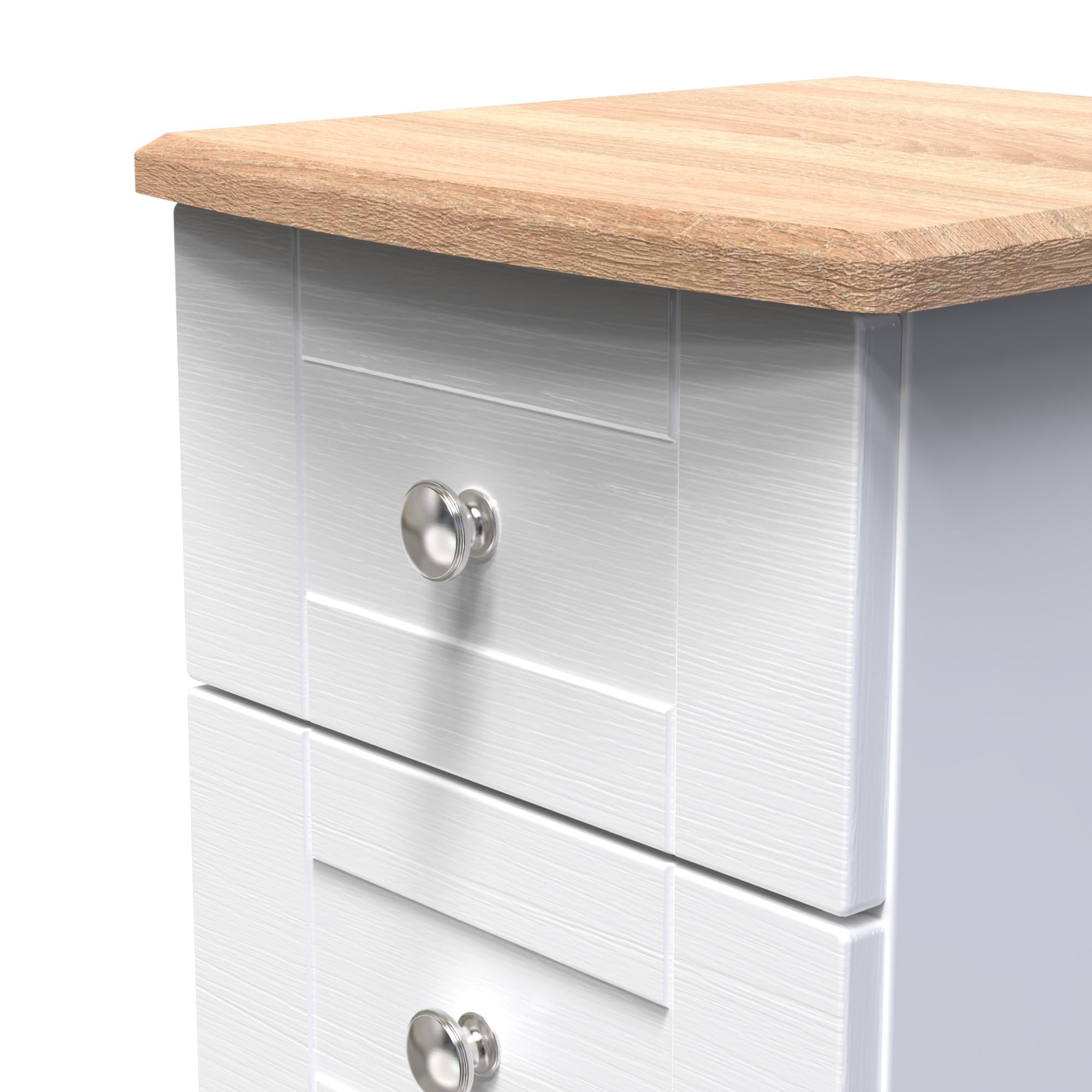 Sussex Ready assembled White & oak 2 Drawer Bedside chest (H)502mm (W)395mm (D)411mm