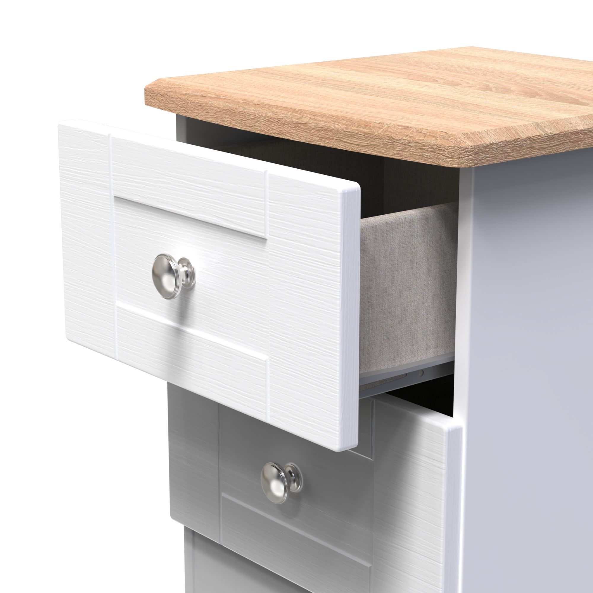 Sussex Ready assembled White & oak 2 Drawer Bedside chest (H)502mm (W)395mm (D)411mm