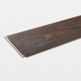 Swanley Brown Gloss Smoked oak effect Laminate Flooring Sample