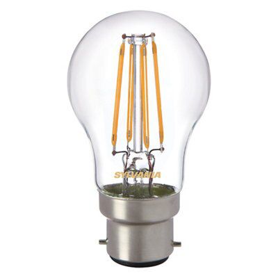 Sylvania B22 4W 420lm White Round Warm White LED Filament Light Bulb ...