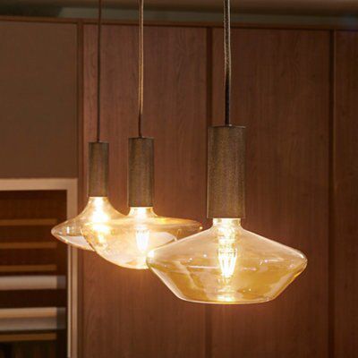 Sylvania Sylcone Brushed Glass & metal Brass effect Ceiling light
