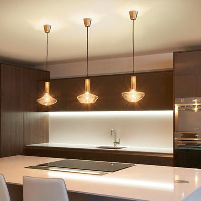 Sylvania Sylcone Brushed Glass & metal Brass effect Ceiling light