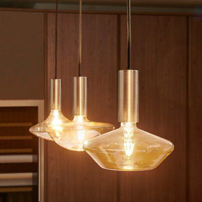 Sylvania Sylcone Brushed Glass & metal Nickel effect Ceiling light