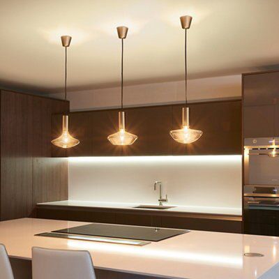 Sylvania Sylcone Brushed Glass & metal Nickel effect Ceiling light