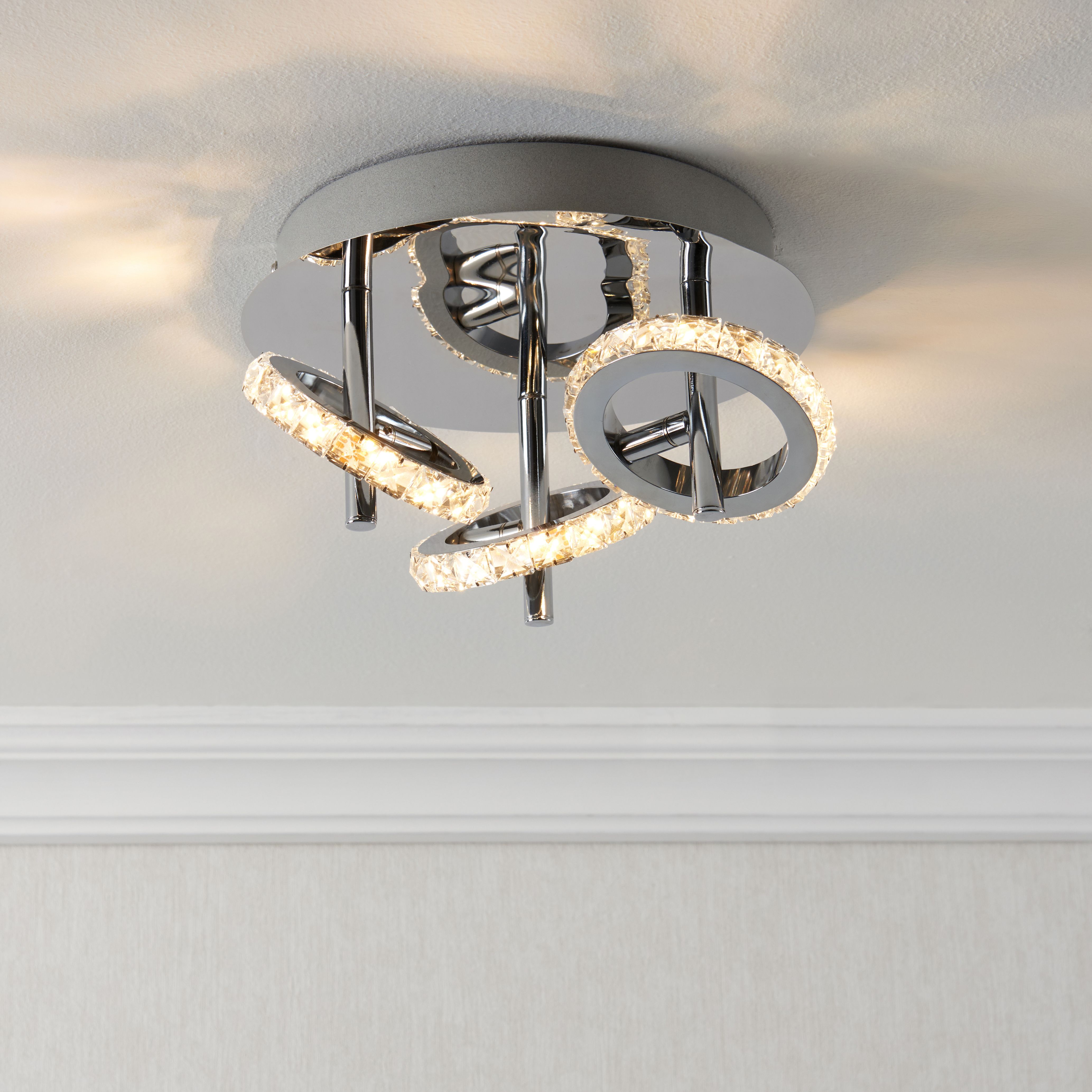 Symi Contemporary Gloss Crystal effect 3 Light Spotlight