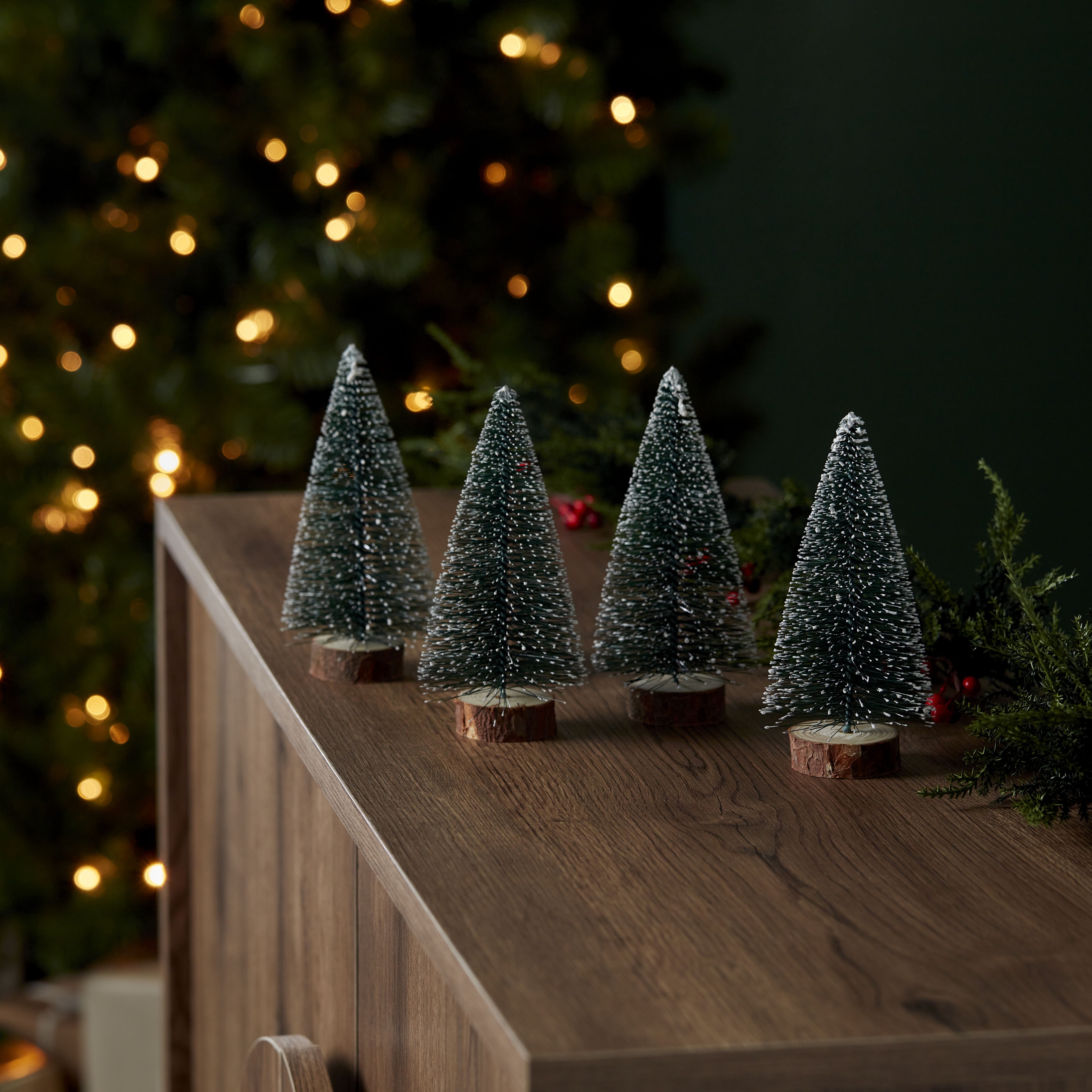 Table top tree, Set of 4, (H) 165mm - Green & brown