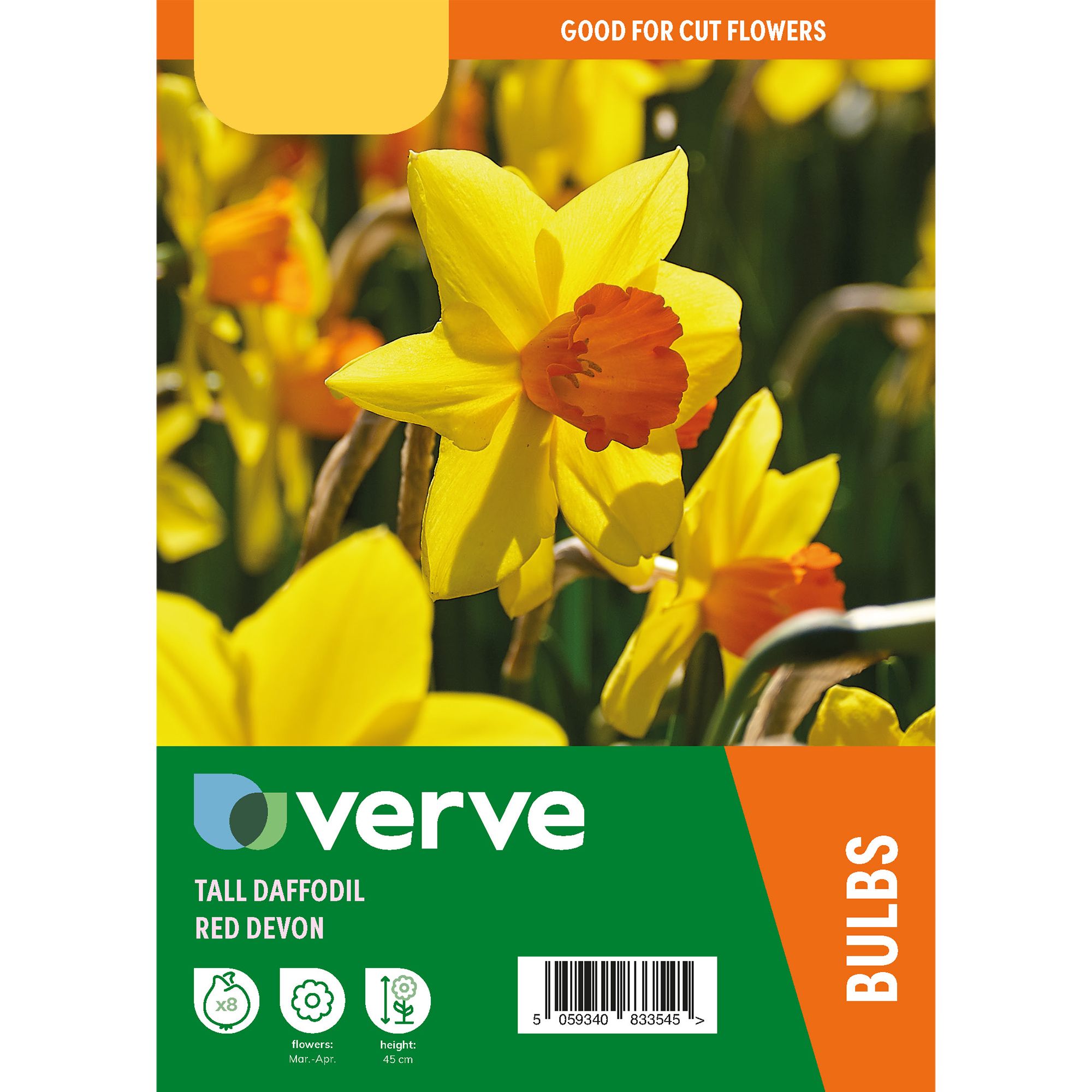 Tall Daffodil Red Devon Flower bulb, Pack of 8 DIY at B&Q
