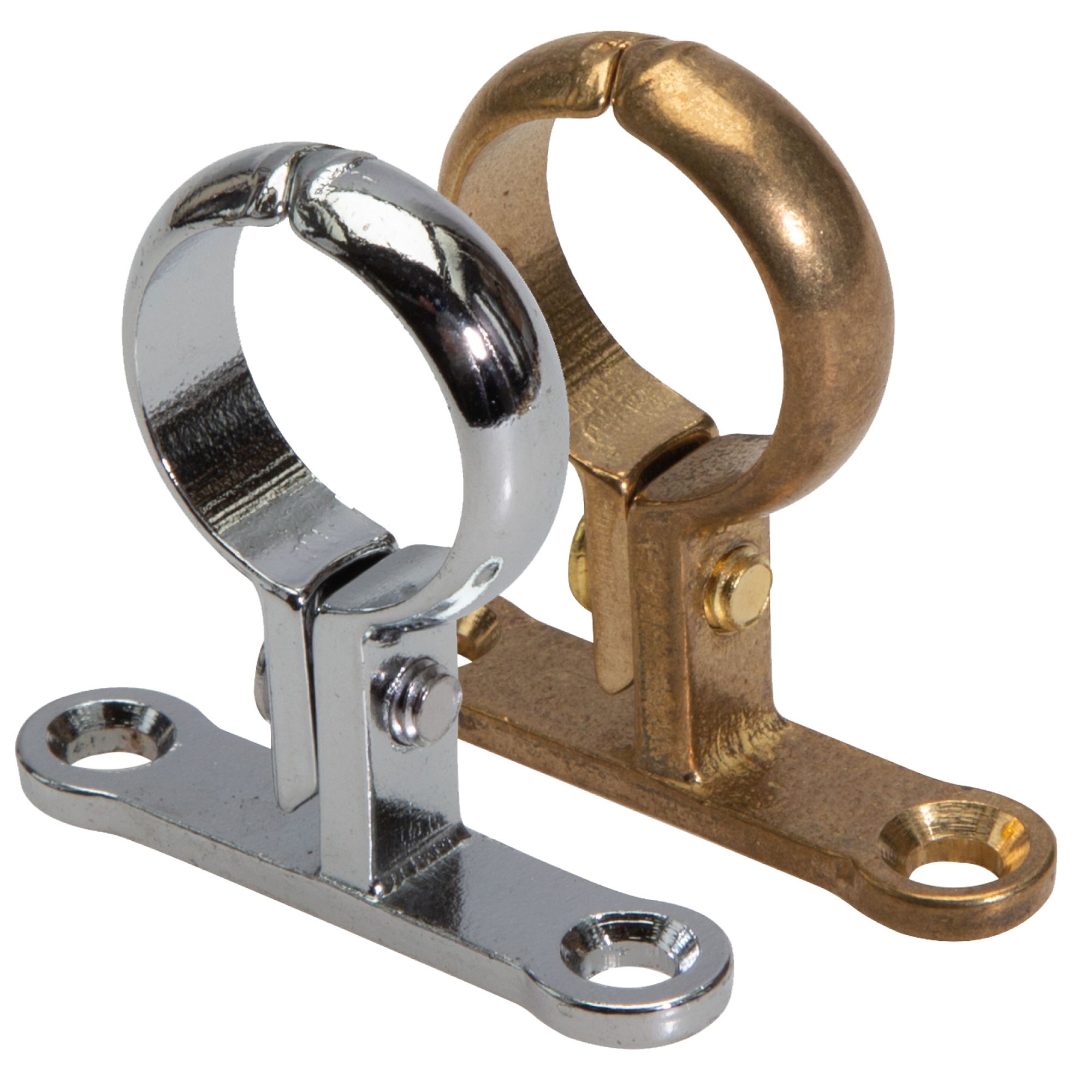 Talon Chrome Brass Pipe clip (Dia)15mm, Pack of 2