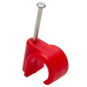 Talon Red Plastic Nail clip (Dia)15mm, Pack of 10