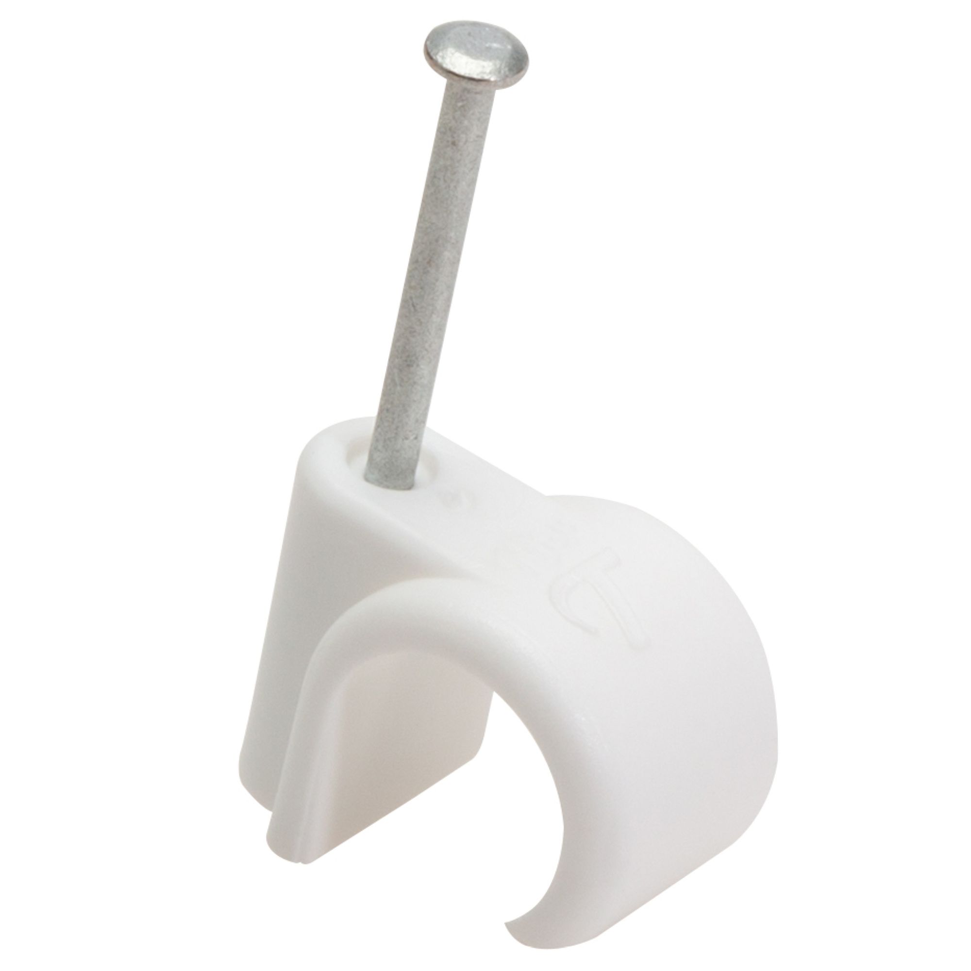 Talon White Plastic Nail clip (Dia)15mm, Pack of 10