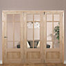 Tamar 1 panel Clear Glazed Pine Internal Folding Door set, (H)2035mm (W)2146mm