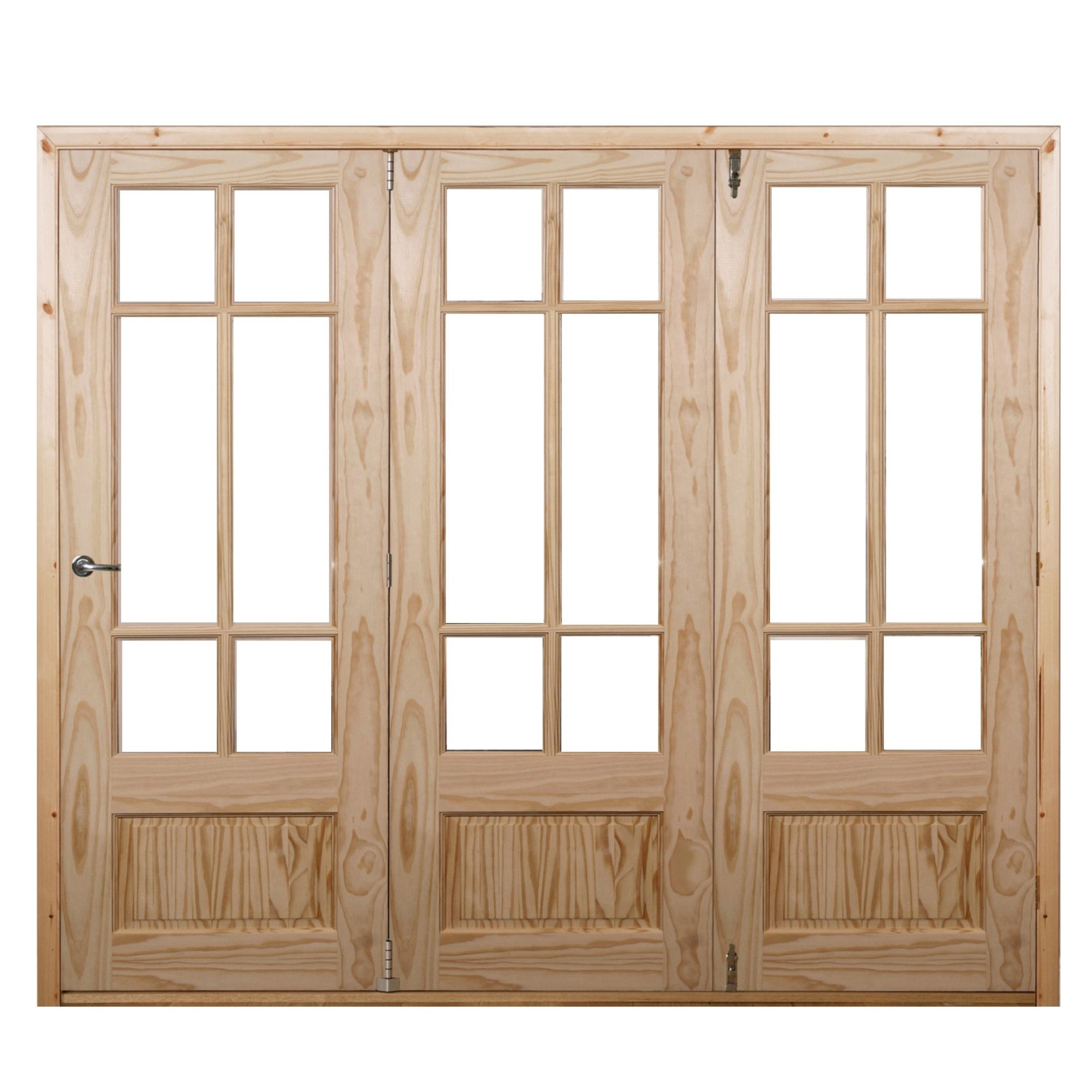 Tamar 3 panel 6 Lite Clear Glazed Classic Clear pine Internal Folding Tri-fold Door set, (H)2035mm (W)2374mm