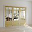 Tamar 3 panel 6 Lite Glazed Clear pine Internal Tri-fold Door set, (H)2035mm (W)2146mm