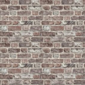 Tanlay Red Brick effect Smooth Wallpaper Sample