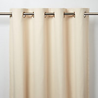 Taowa Beige Plain Unlined Eyelet Curtain (W)117cm (L)137cm, Single