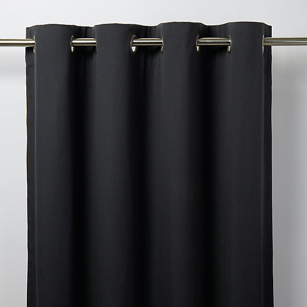 Taowa Dark Grey Plain Unlined Eyelet, Dark Gray Curtains