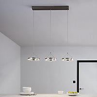 Taphao Brushed Chrome effect 3 Lamp Pendant ceiling light, (Dia)200mm