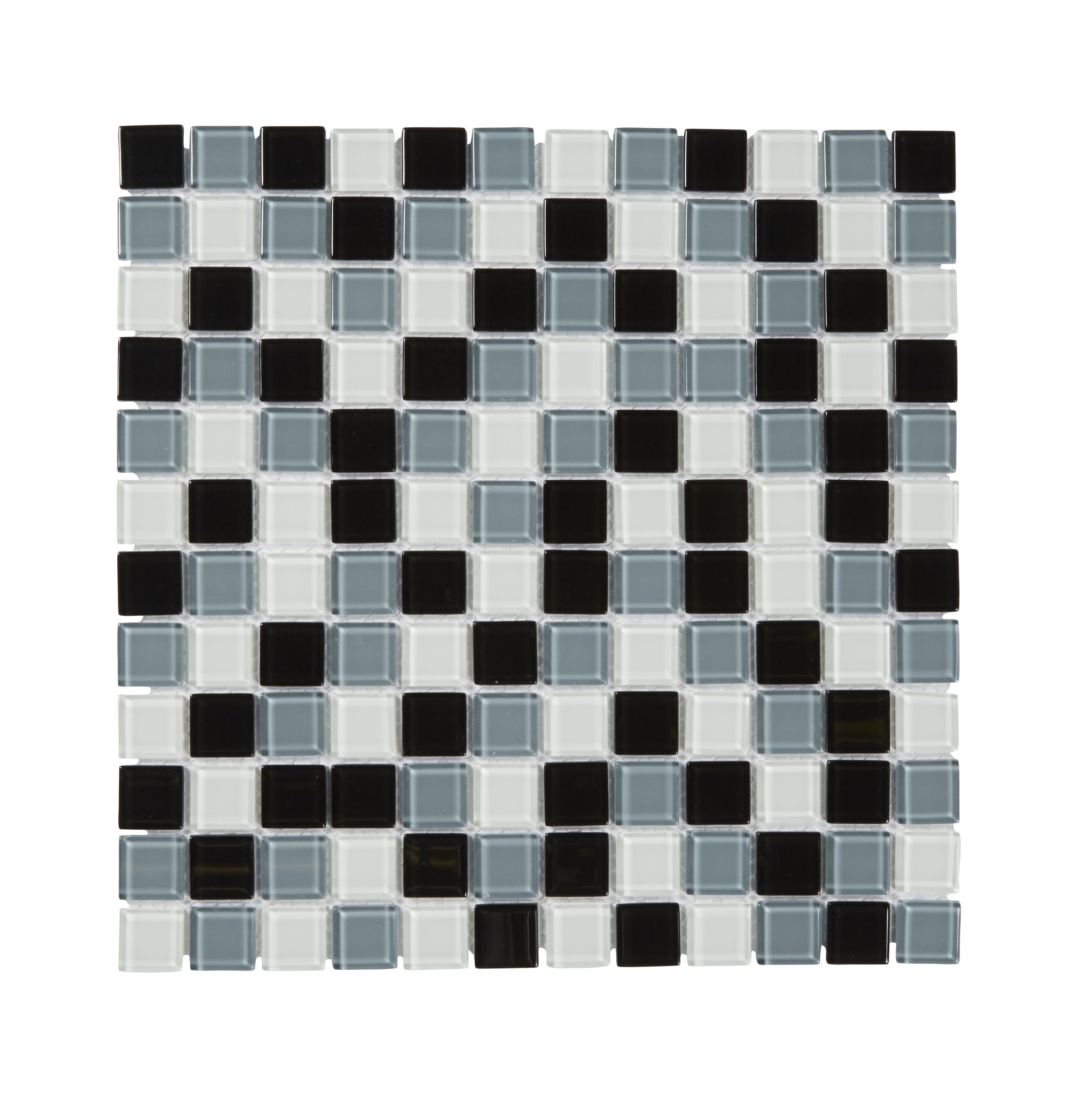 Glamour Clear Mirror effect Glass & marble Mosaic tile, (L)300mm (W)300mm