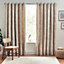 Taupe & White Floral Lined Eyelet Curtains (W)117cm (L)137cm, Pair