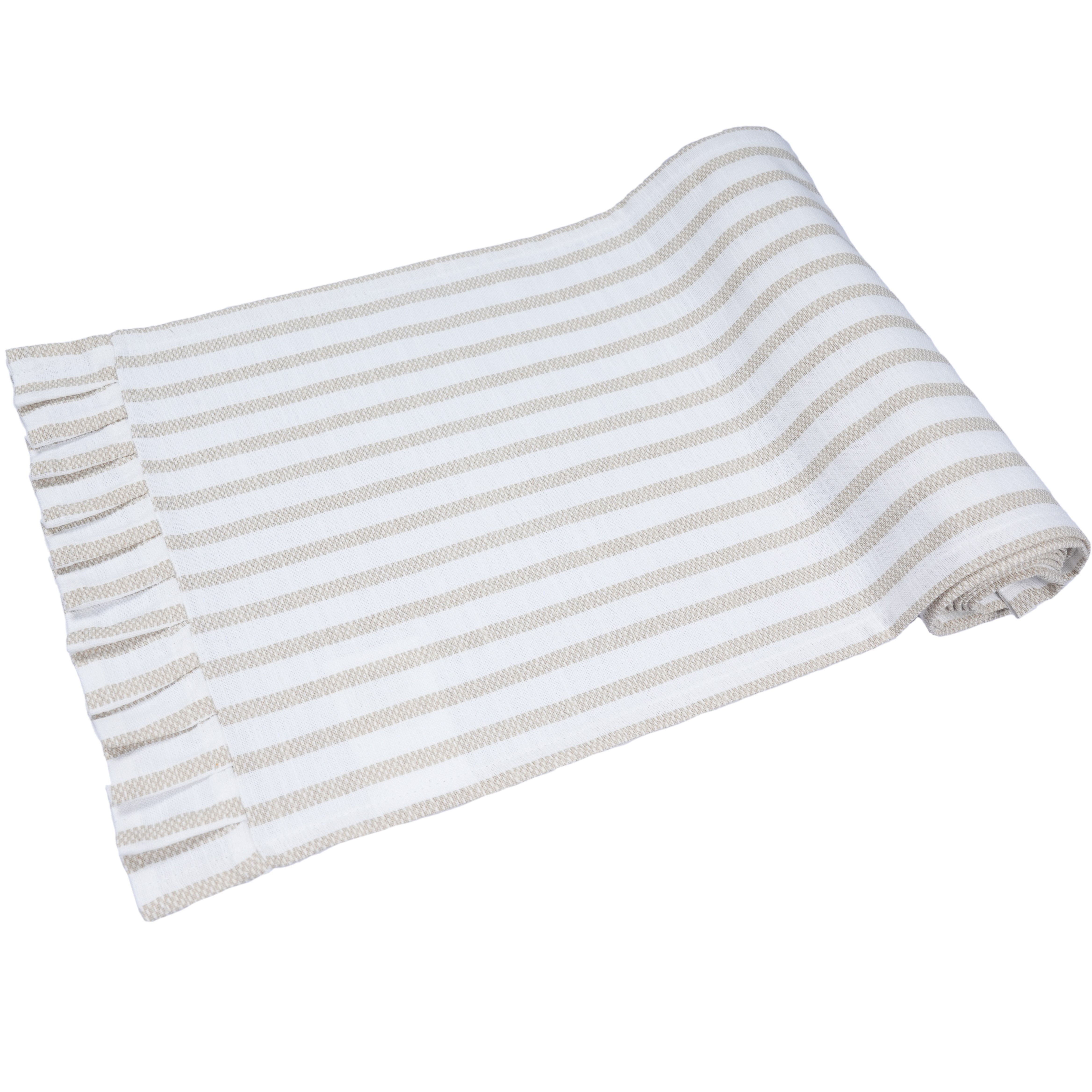 Taupe & White Stripe Striped Table runner (L)2200mm (W)300mm
