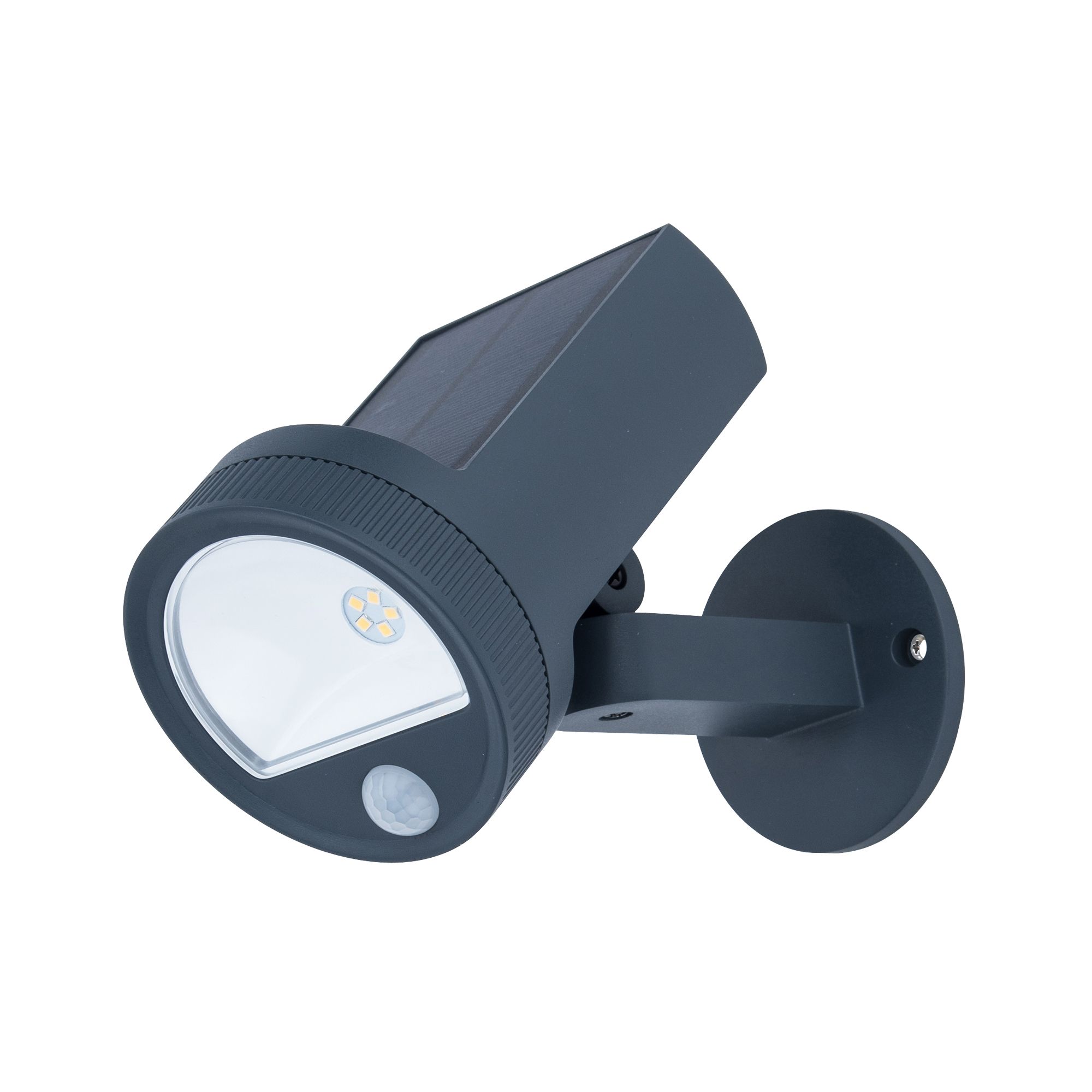 Tavares Adjustable Dark grey Solar-powered Integrated LED 2W PIR With motion sensor Outdoor Wall light