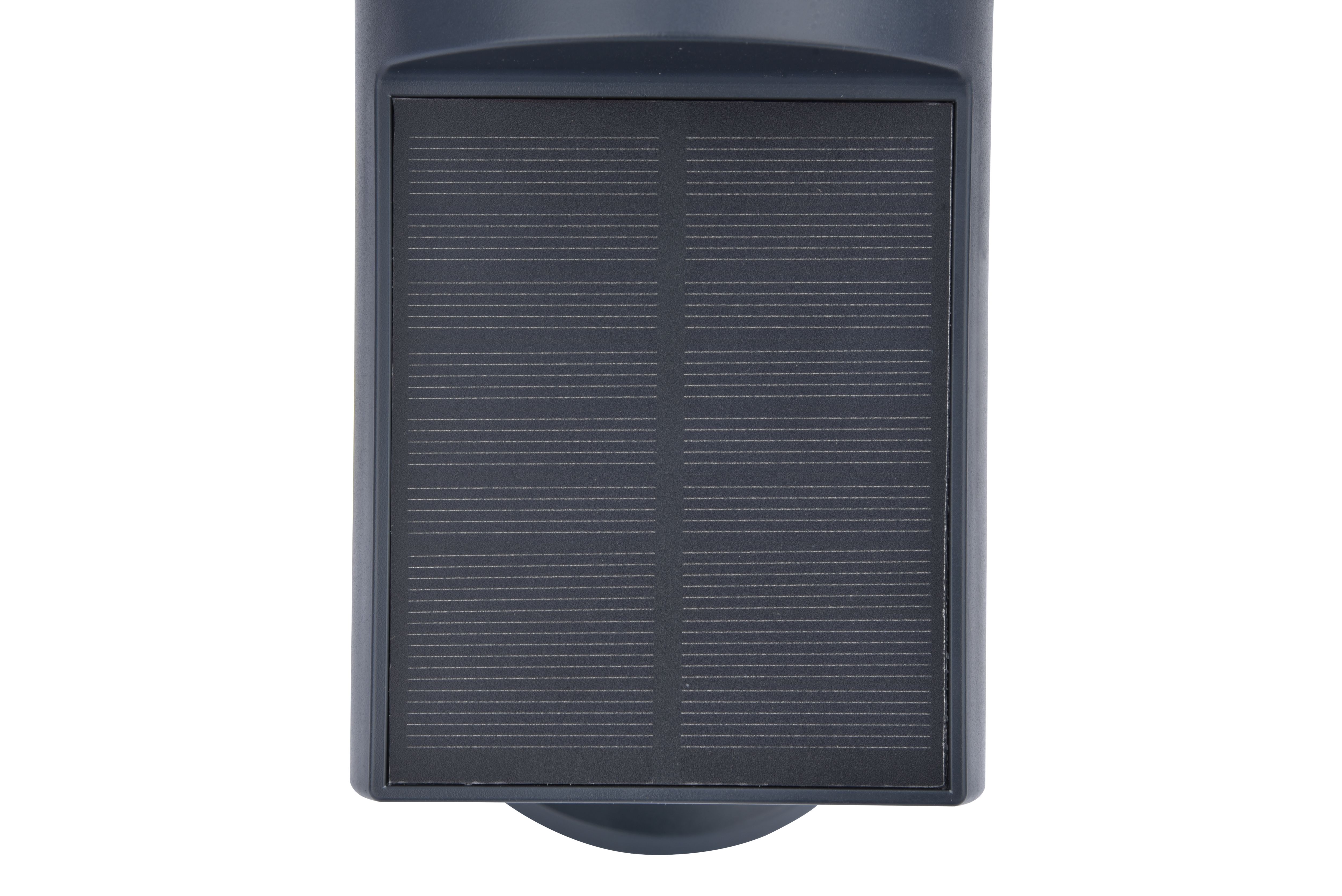 Tavares Adjustable Dark grey Solar-powered Integrated LED 2W PIR With motion sensor Outdoor Wall light