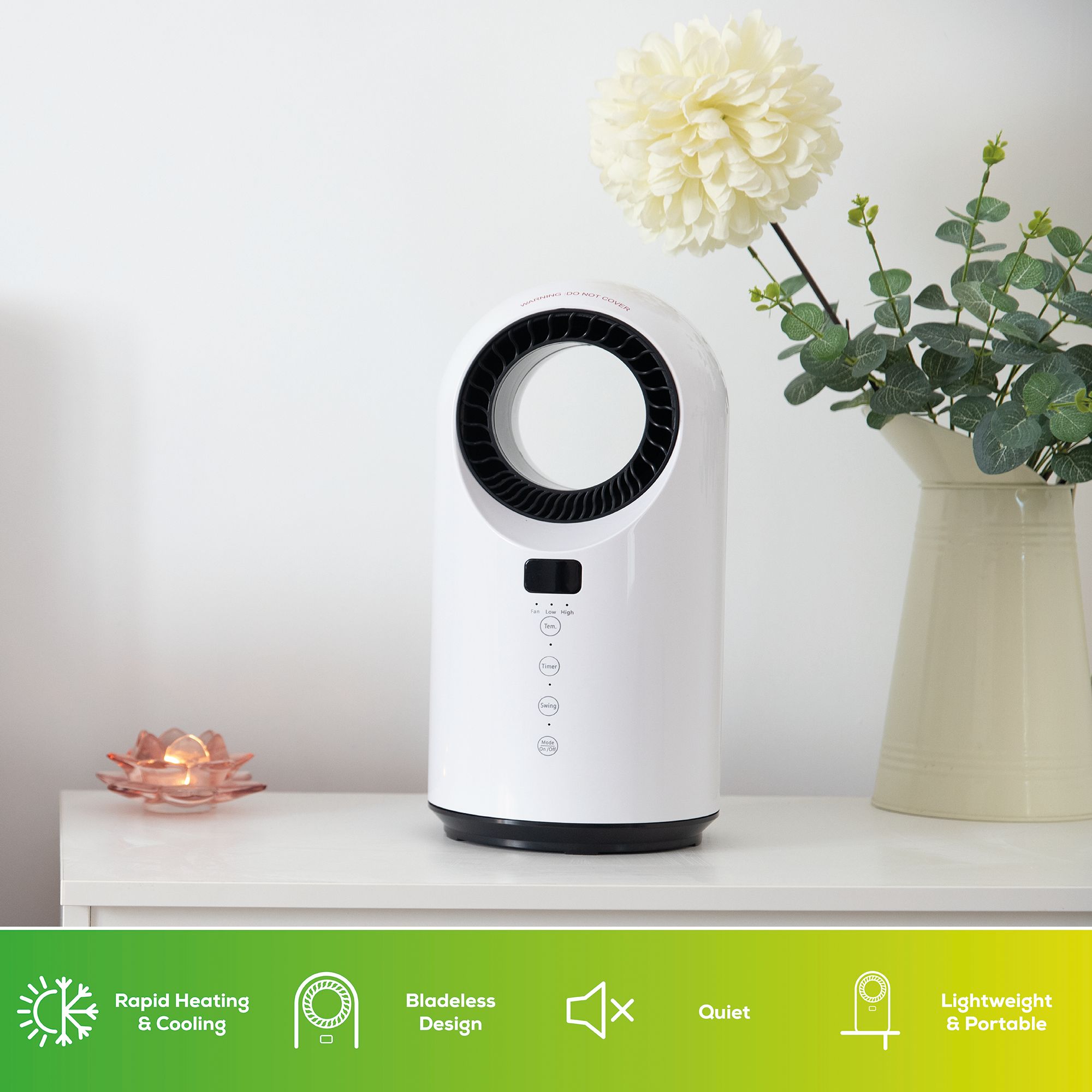 TCP Bladeless 1500W White Freestanding Smart LED Fan heater | DIY at Bu0026Q