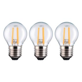 TCP E27 4W 470lm Clear Mini globe Warm white LED filament Light bulb, Pack of 3