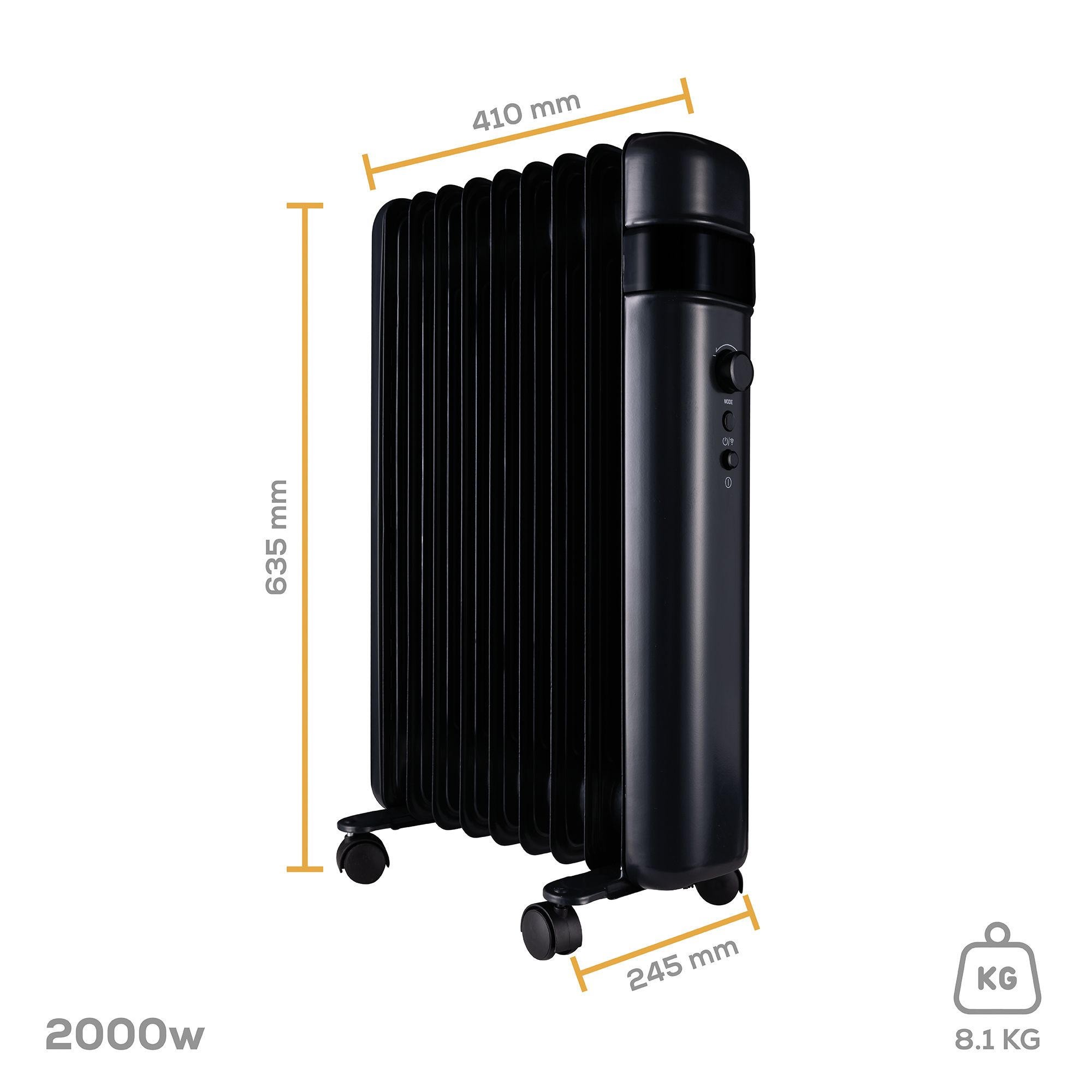 TCP Smart 220 240V 2kW Black Smart Oil filled radiator DIY at B Q