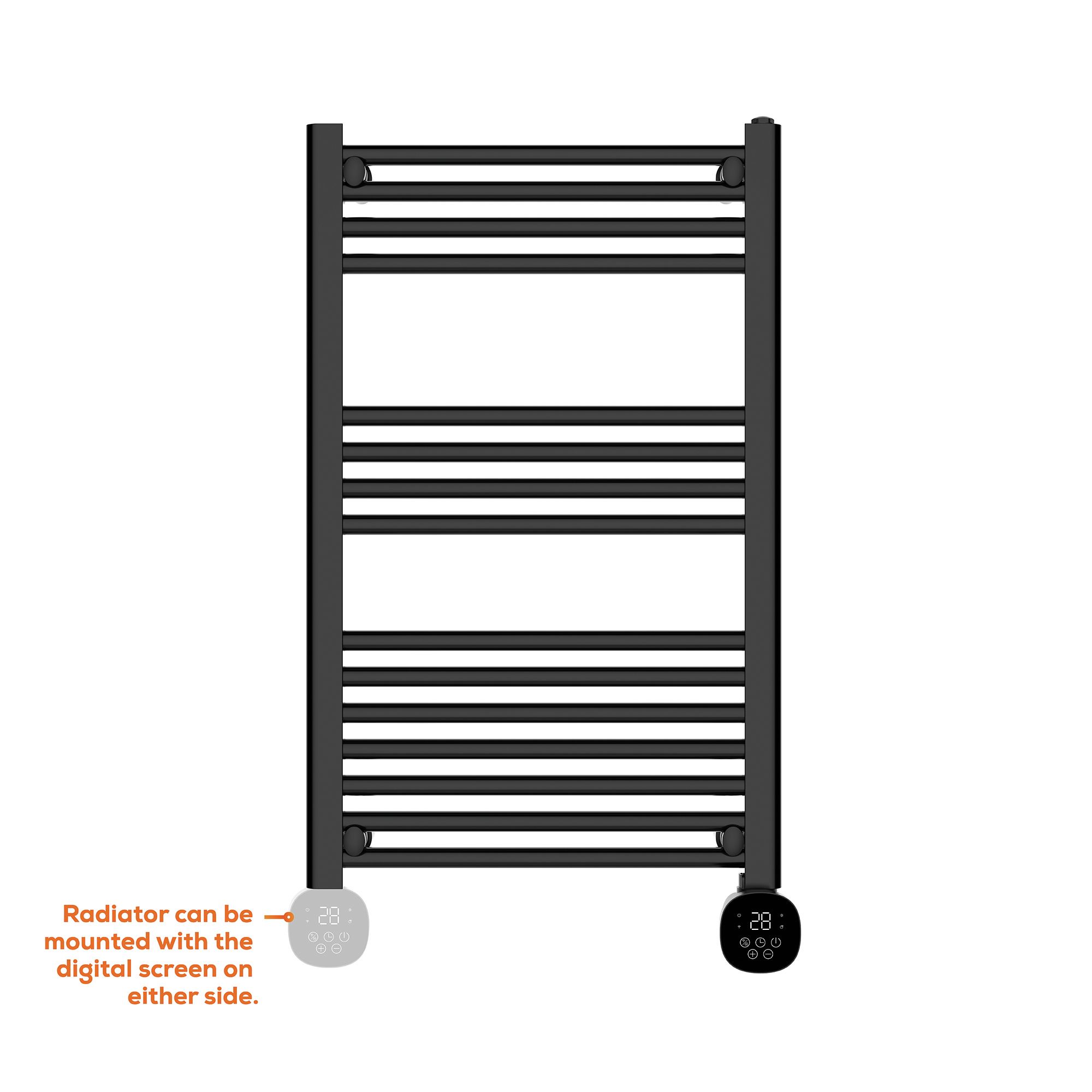 TCP Smart Electric Black Flat Towel warmer (W)500mm x (H)850mm