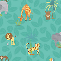 Teal Jungle animals Smooth Wallpaper