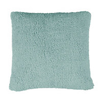 Teddy Fleece Blue Plain Indoor Cushion (L)43cm x (W)43cm