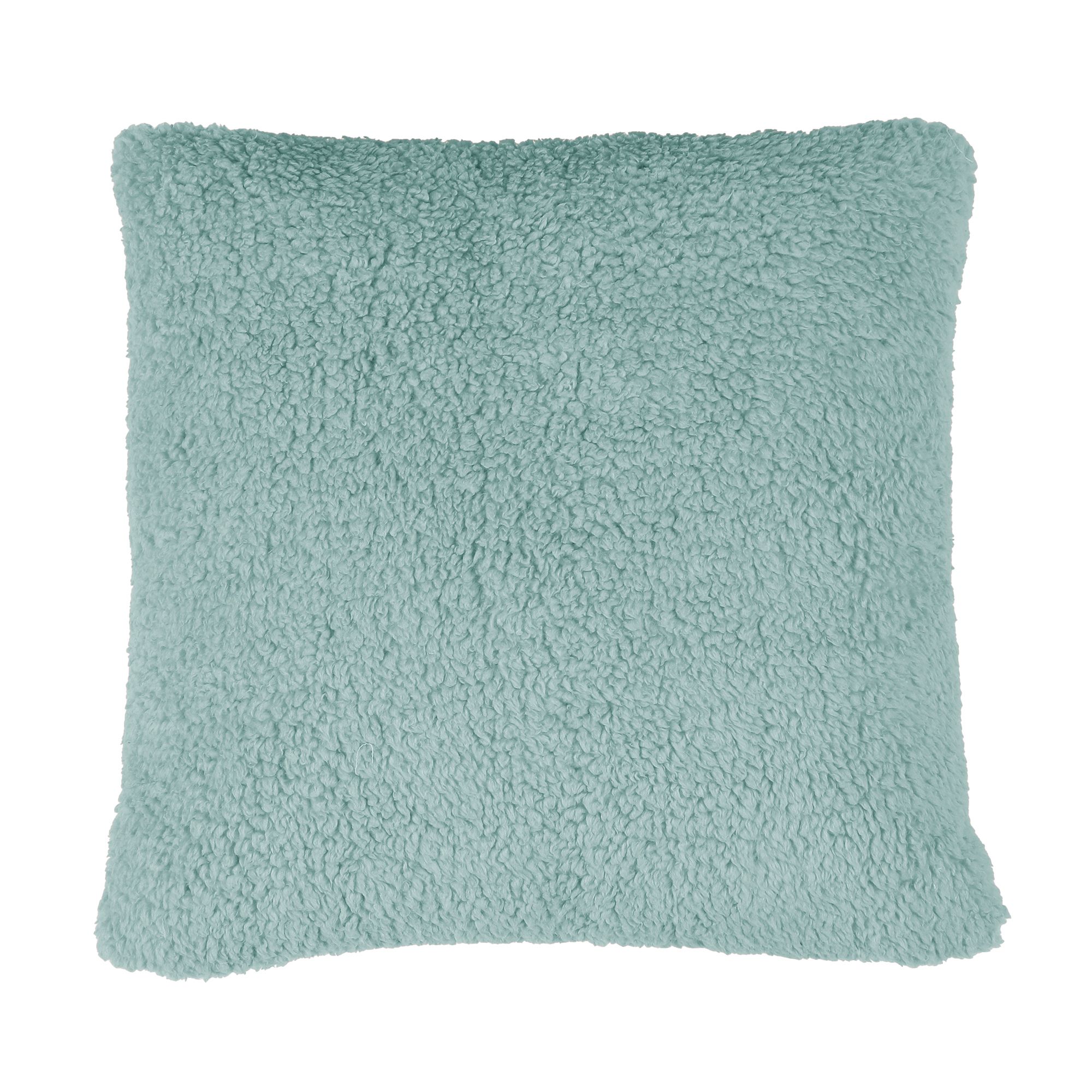 Teddy Fleece Blue Plain Indoor Cushion (L)43cm x (W)43cm