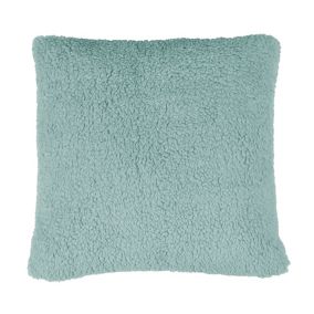 Teddy Fleece Blue Plain Indoor Cushion (L)43cm x (W)43cm