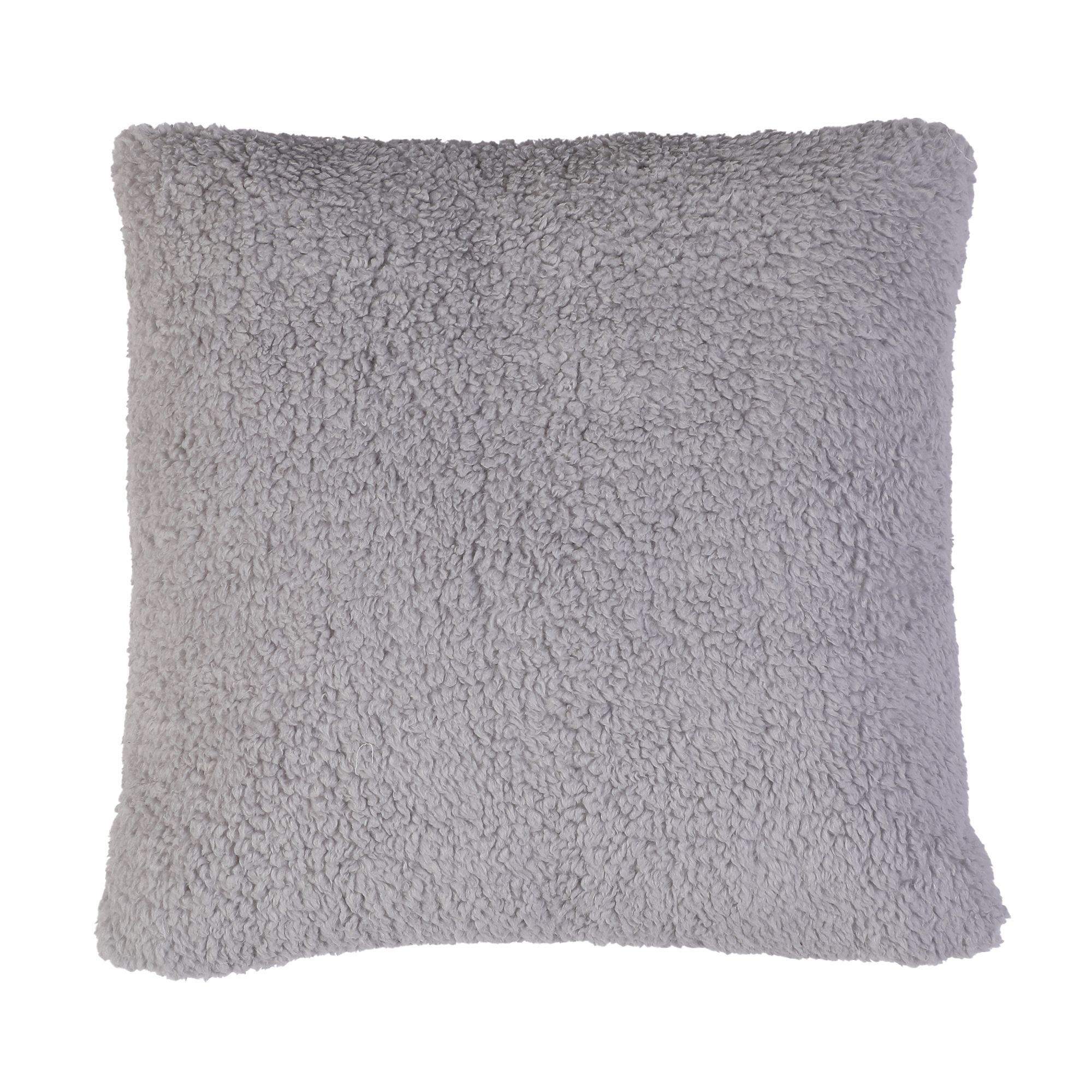 Teddy Fleece Grey Plain Indoor Cushion (L)43cm x (W)43cm