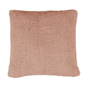 Teddy Fleece Plain Pink Cushion (L)43cm x (W)43cm