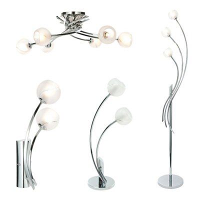 Tempest Swirl Brushed Glass & steel Chrome effect 6 Lamp Ceiling light