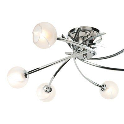Tempest Swirl Brushed Glass & steel Chrome effect 6 Lamp Ceiling light