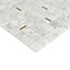 Tenashey White Gloss Marble effect Natural stone & stainless steel Mosaic tile sheet, (L)300mm (W)300mm