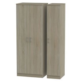 Tenby Contemporary Pre-assembled Dark oak effect 3 door Tall Triple Wardrobe (H)1970mm (W)1110mm (D)530mm