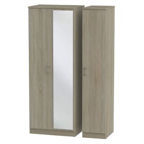 Tenby Contemporary Pre-assembled Mirrored Dark oak effect 3 door Tall Triple Wardrobe (H)1970mm (W)1110mm (D)530mm