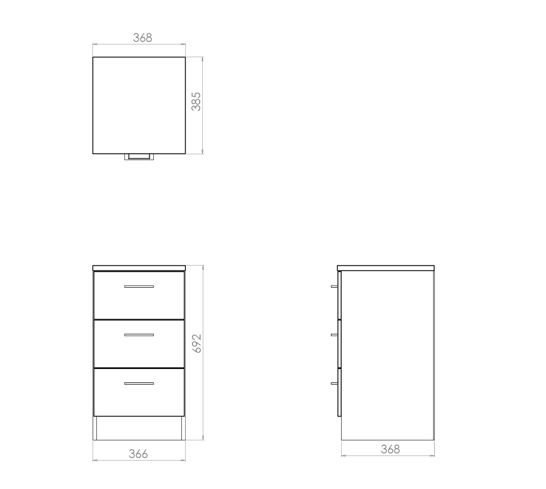 Tenby Ready assembled Dark oak effect 3 Drawer Bedside table (H)695mm (W)395mm (D)415mm