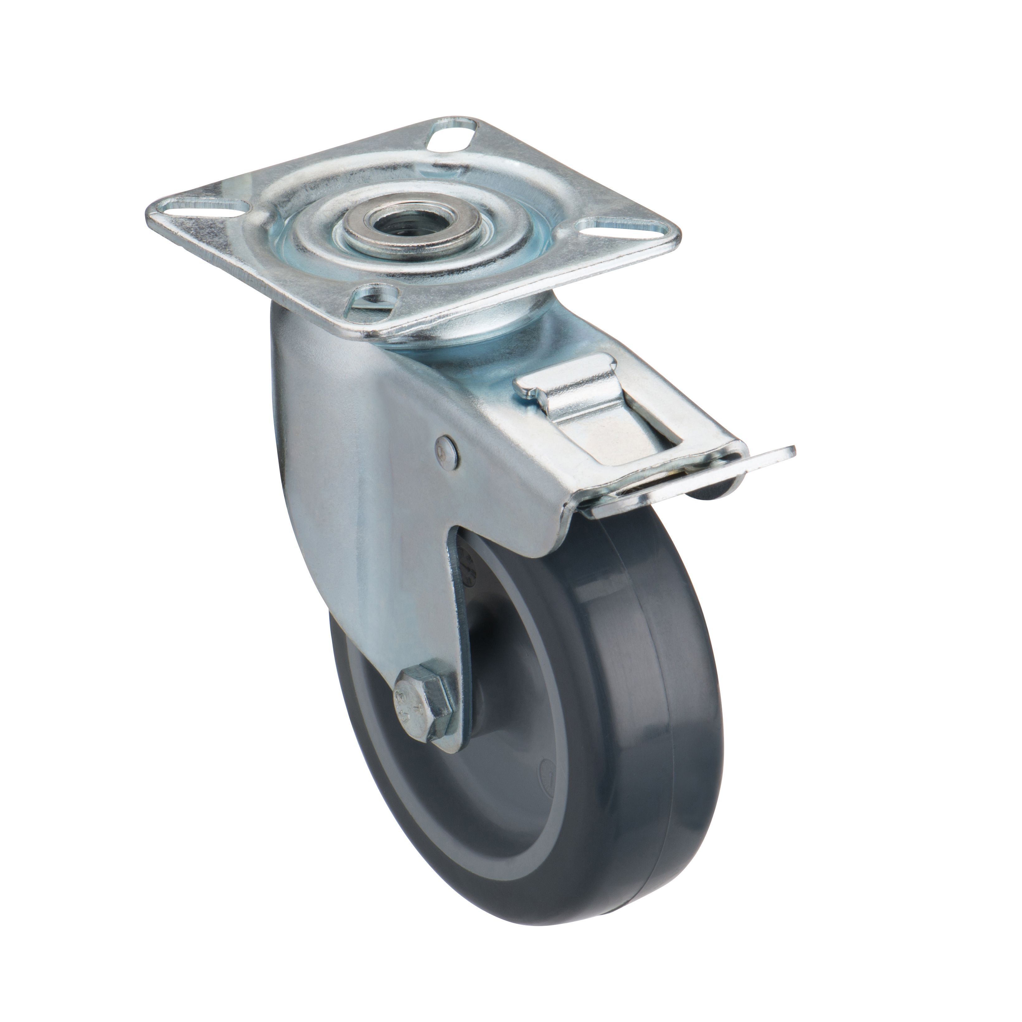 Tente Braked Zinc-plated Swivel Castor 96268700, (Dia)75mm (H)100mm ...