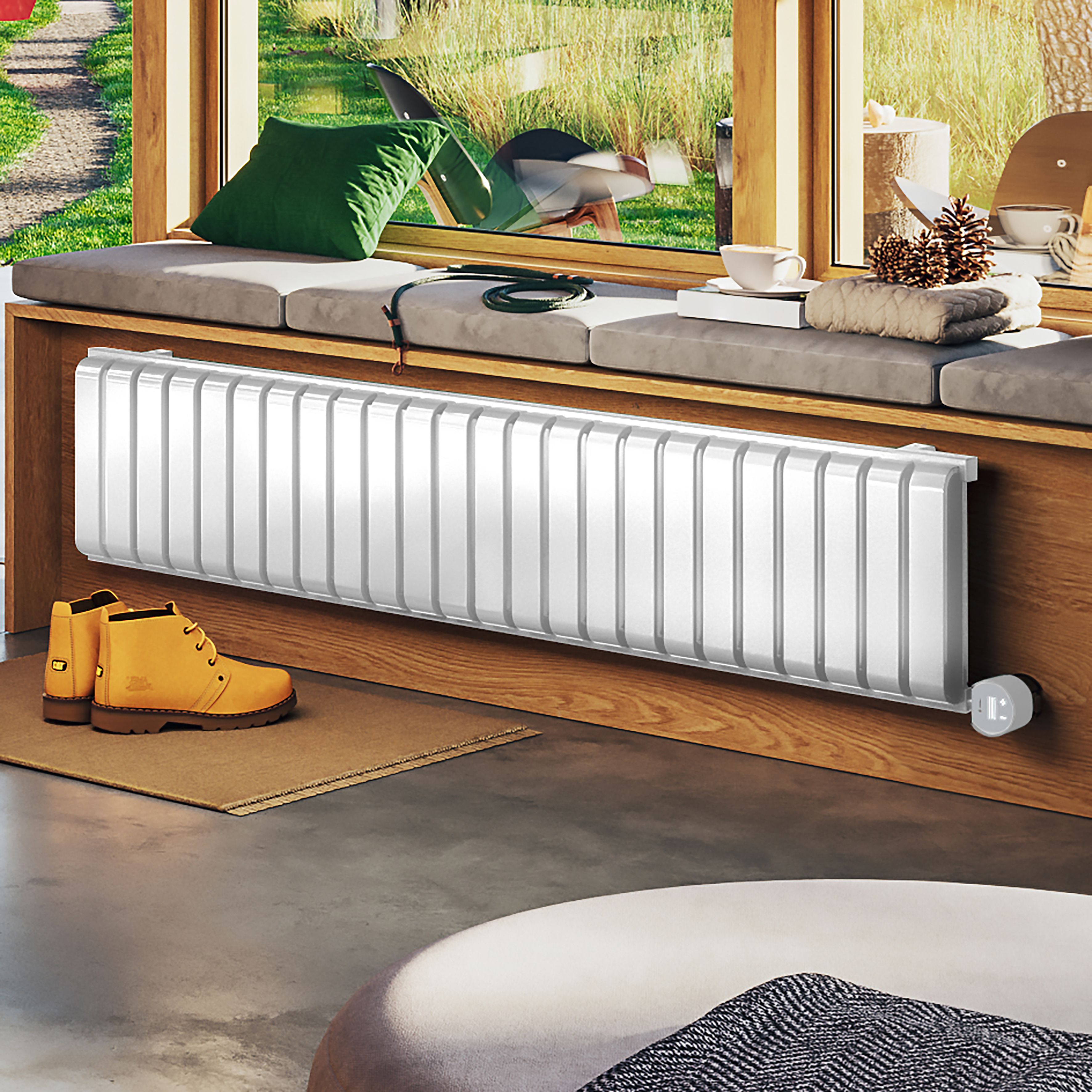 Terma 230V 1kW White Smart Horizontal Oil-filled radiator (H) 330mm x ...