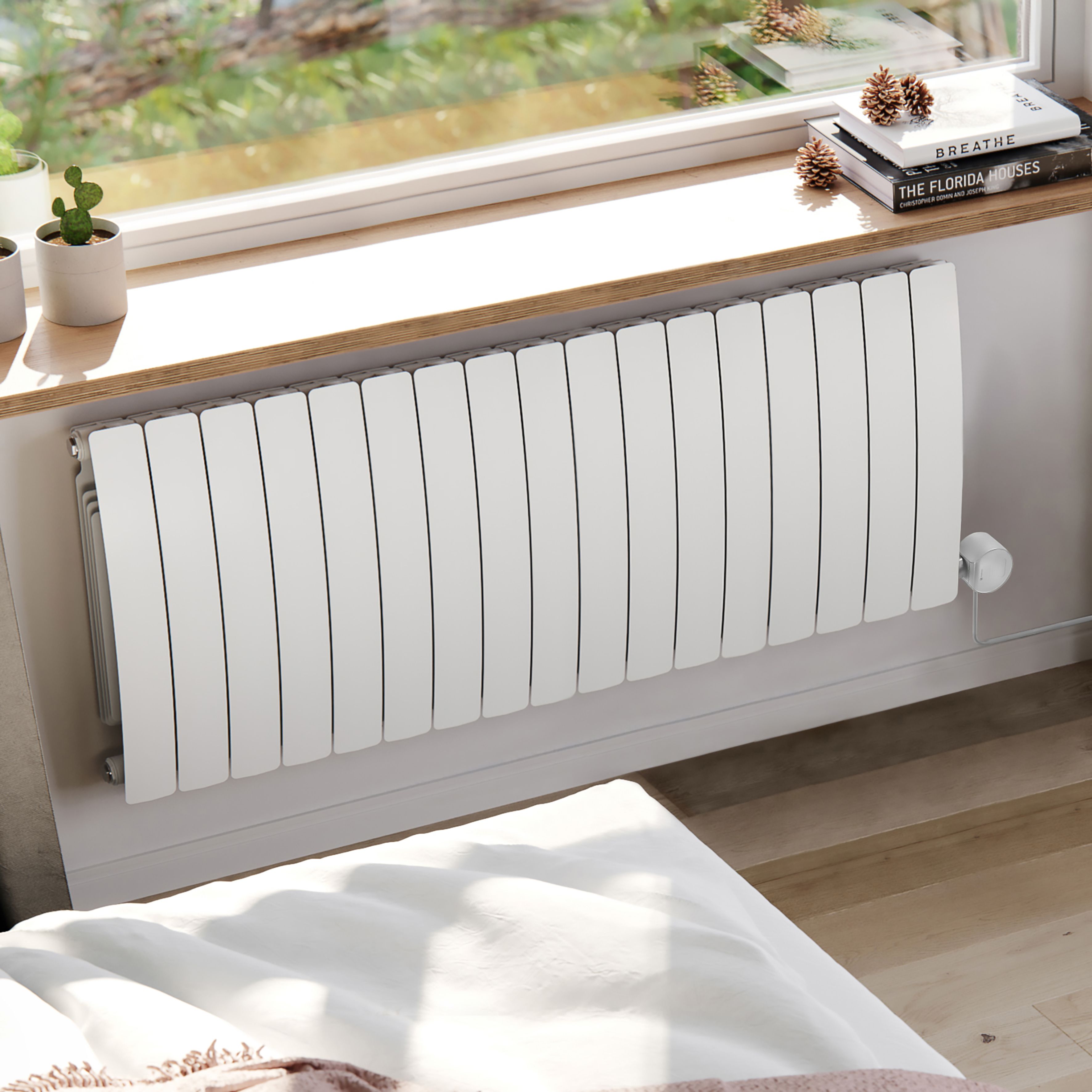 Terma 230V 2kW White Smart Horizontal Oil-filled radiator (H) 590mm x ...