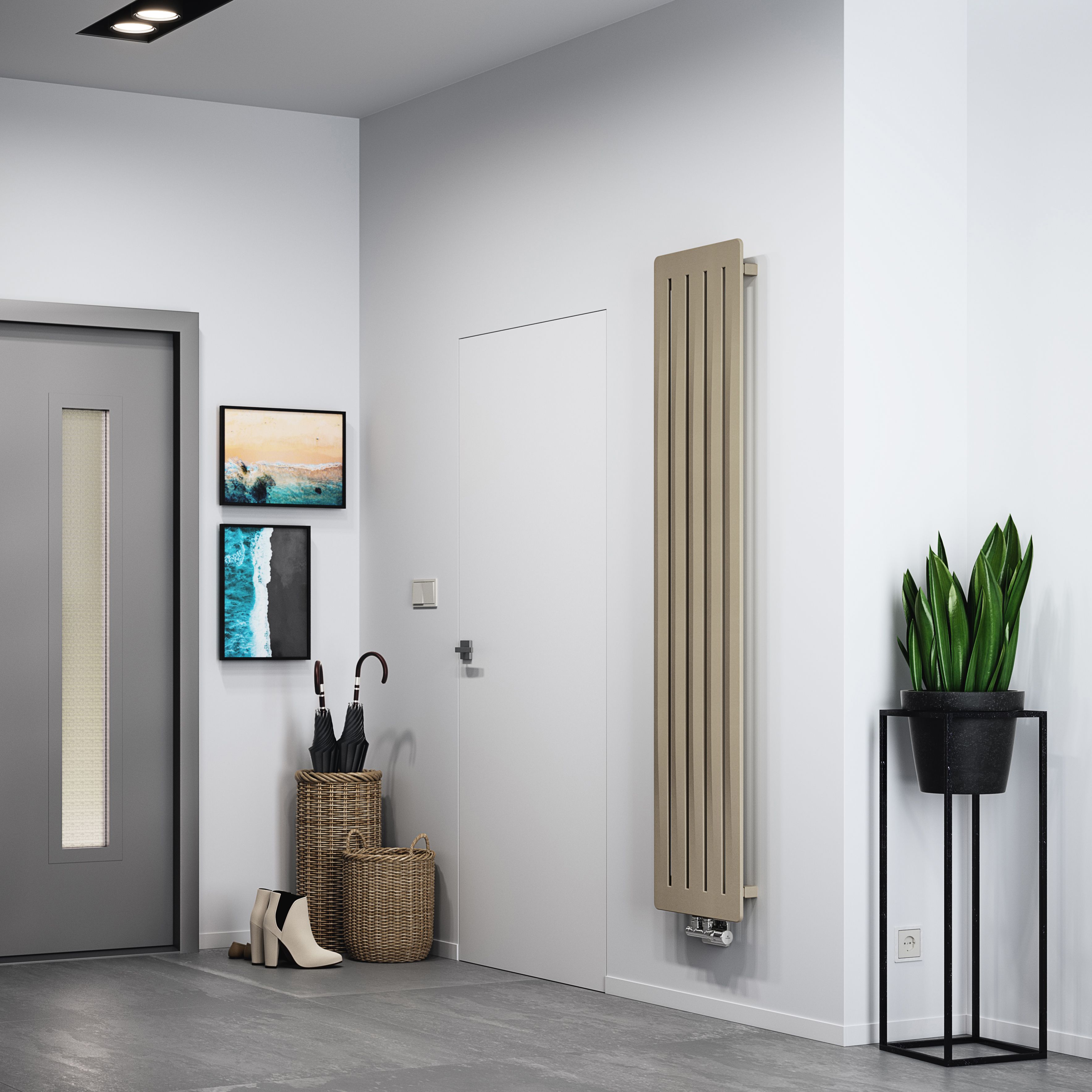 Terma Aero WGARV180041 KQUAZX Quartz mocha Vertical Designer 2240BTU Radiator, (W)410mm x (H)1800mm