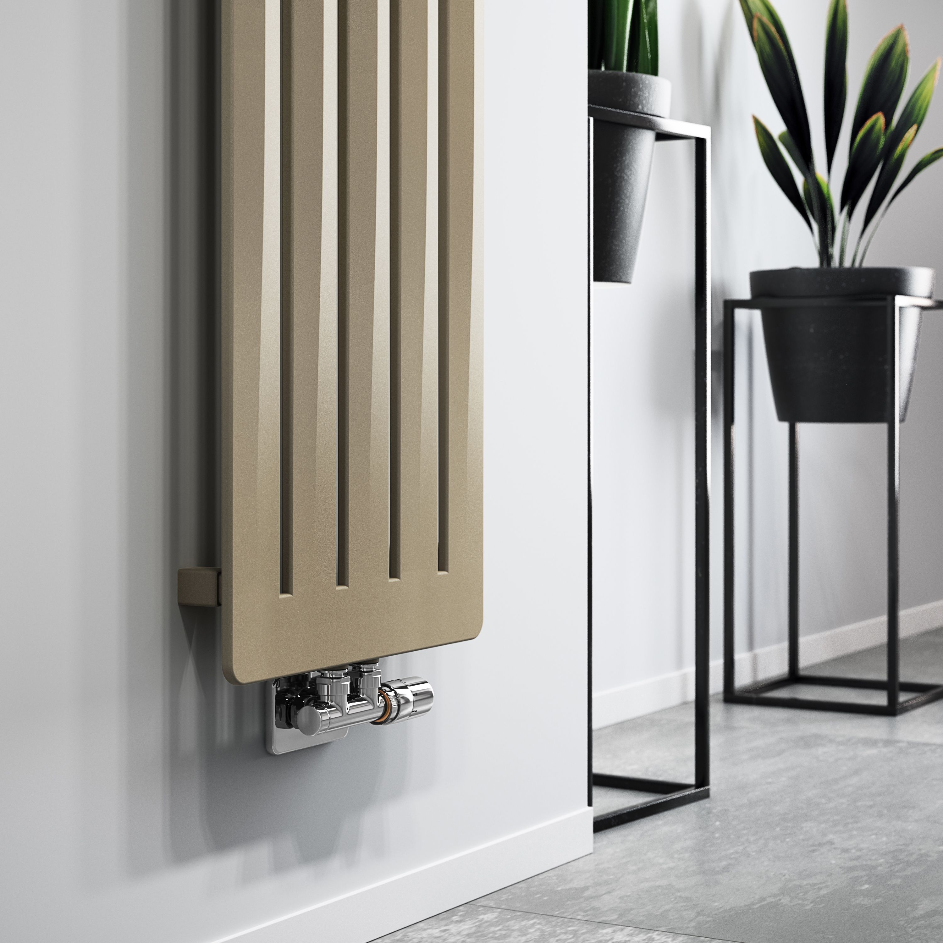 Terma Aero WGARV180041 KQUAZX Quartz mocha Vertical Designer 2240BTU Radiator, (W)410mm x (H)1800mm
