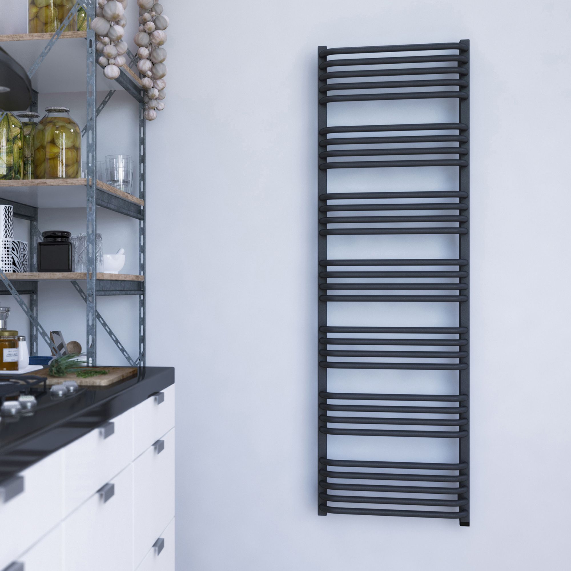 Terma Alex ONE Electric Modern grey Towel warmer (W)500mm x (H)1580mm
