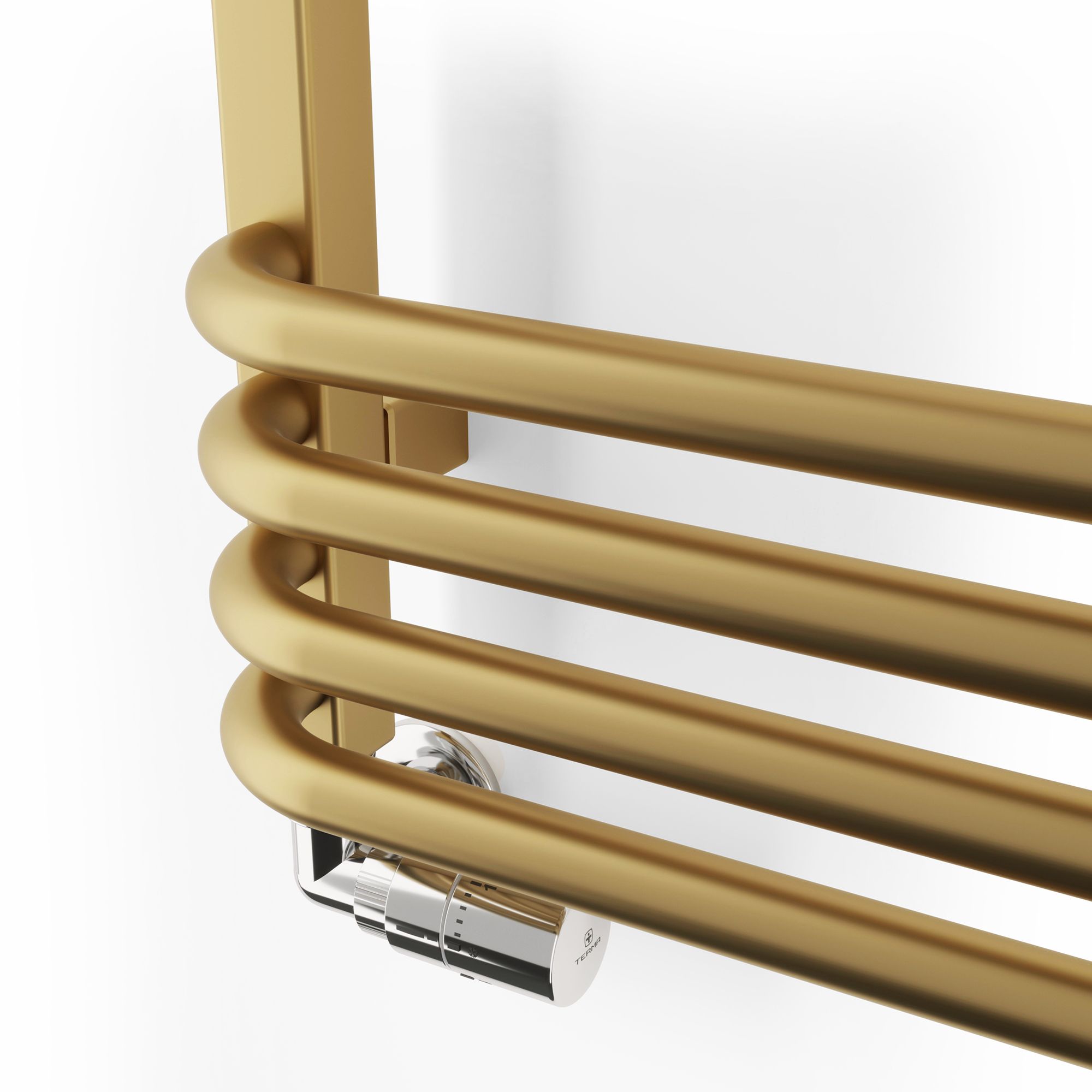 Terma Alex T-Rail Brass effect Electric & gas Flat Towel warmer (W)500mm x (H)760mm